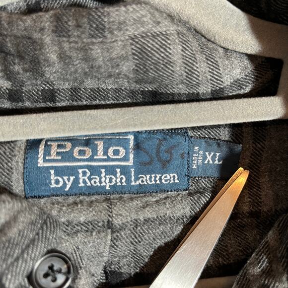 Polo‎ Ralph Lauren Shirt Mens Size XL Gray Plaid Flannel Button Up Long Sleeves - Picture 5 of 8
